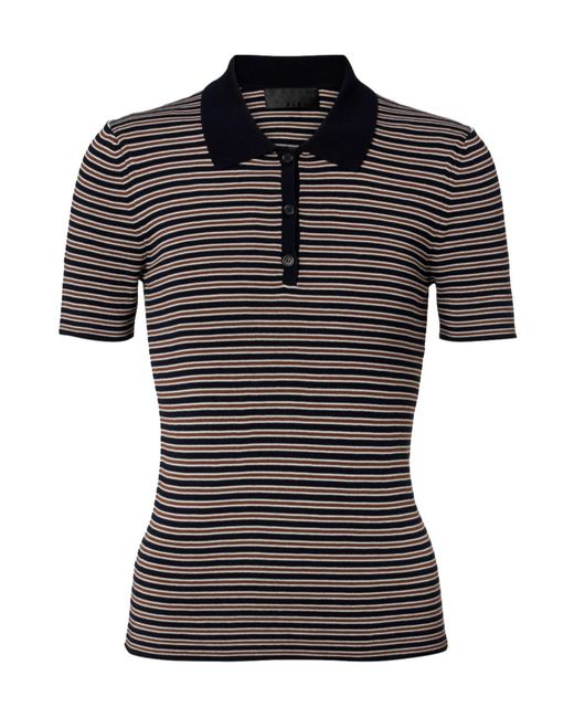 Nili Lotan Black Gemmatta Striped Cotton Polo Shirt