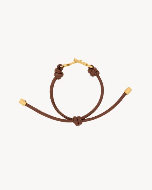 Saint Laurent Brown Cassandre Cord Bracelet