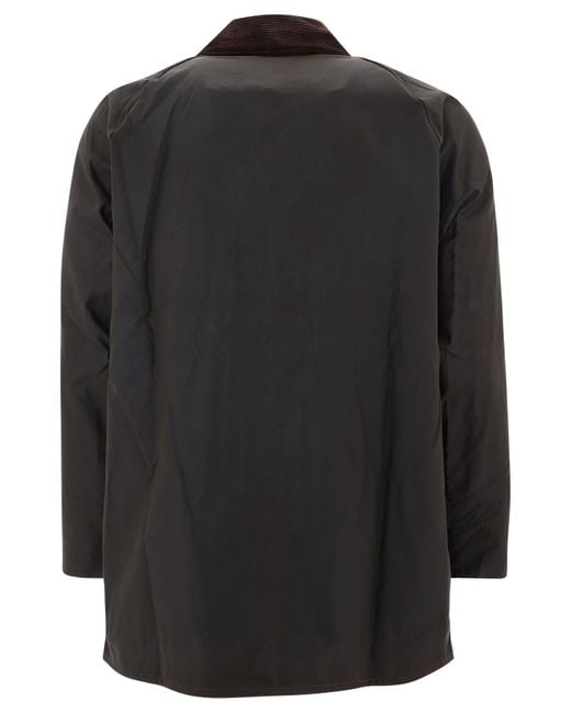 Barbour Black Logo Embroidered Snap-Fastened Coat for men