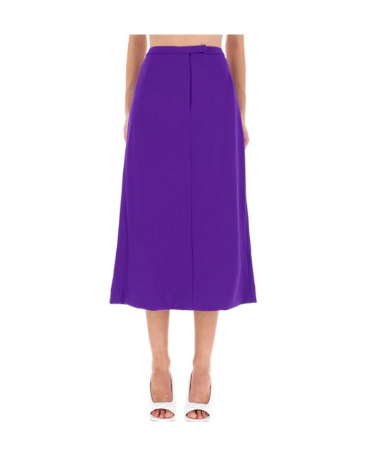 Dries Van Noten Purple Pleat Detailed Midi Skirt