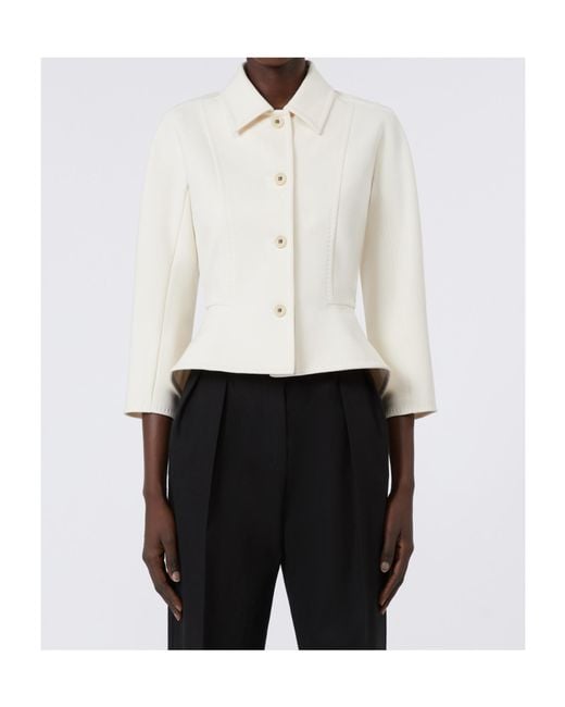 Max Mara White Sabie Single-Breasted Long-Sleeved Jacket