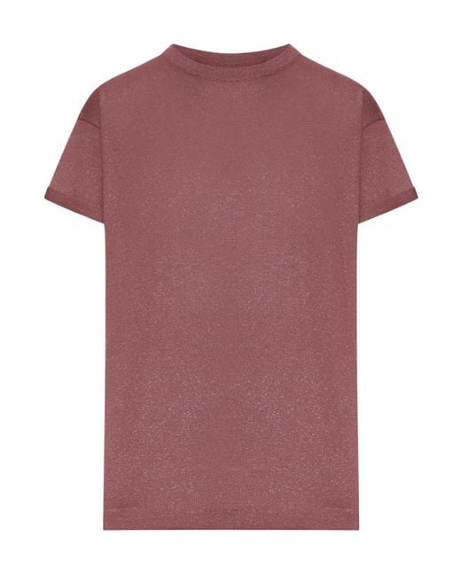 Brunello Cucinelli Pink Short Sleeved Crewneck T-Shirt