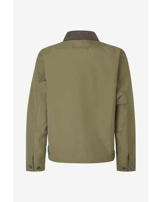 Samsøe & Samsøe Green Sarobin Z Chest-Pocket Contrastong-Collar Jacket for men
