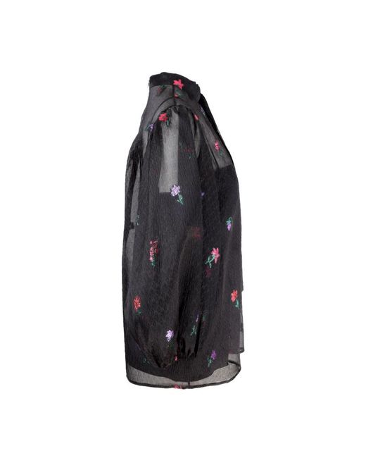 RED Valentino Black Translucent Bow-Tie Blouse