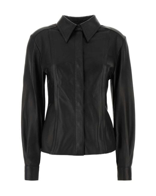 Alberta Ferretti Black Gloss Leather Shirt