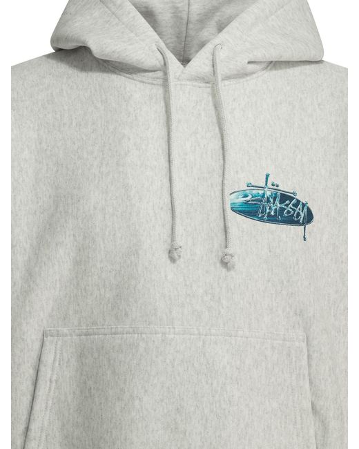 Stussy Gray Stüssy Oval Logo Hoodies for men