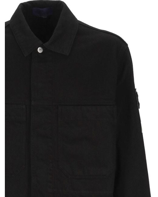 Stone Island Black Button Detailed Denim Jacket for men