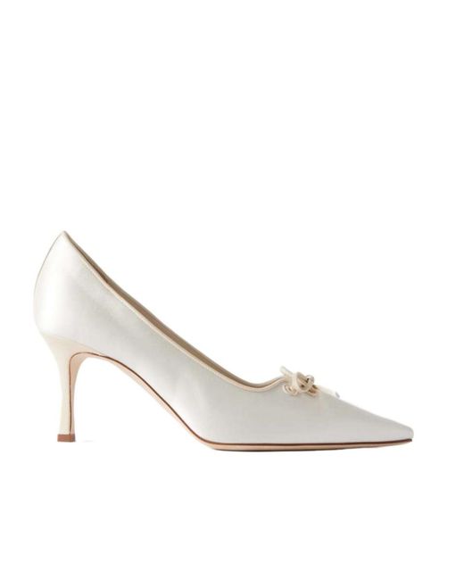 Manolo Blahnik White Square Toe High Heels