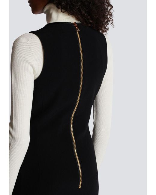 Balmain Black Sleeveless Crepe Dress