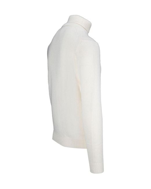 Roberto Collina White High-Neck Knitted Pullover for men