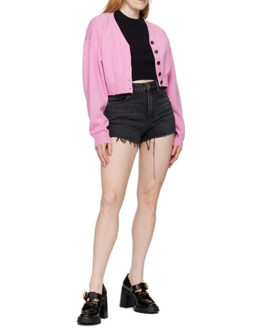 Alexander Wang Black Frayed Edge Denim Shorts