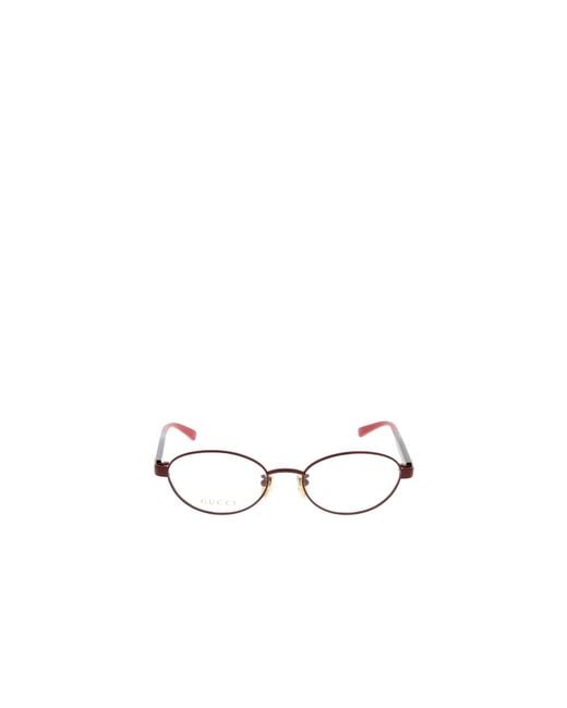 Gucci White Eyewear Round Frame Glasses