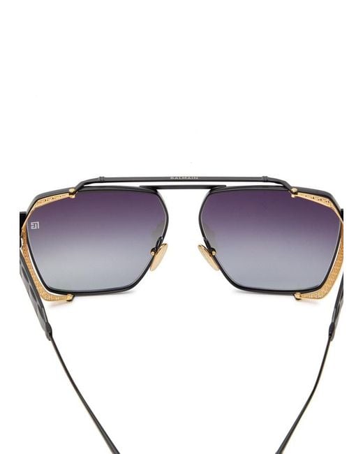 Balmain Metallic Premier Aviator-Style Sunglasses
