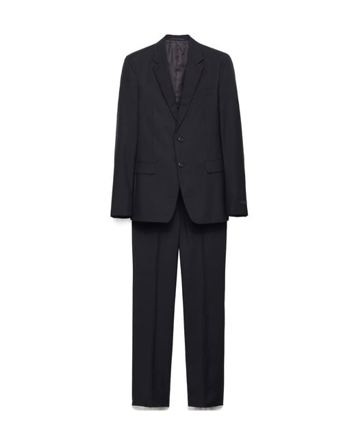 Prada Black Single Breasted Wool And Mohair Suit for men