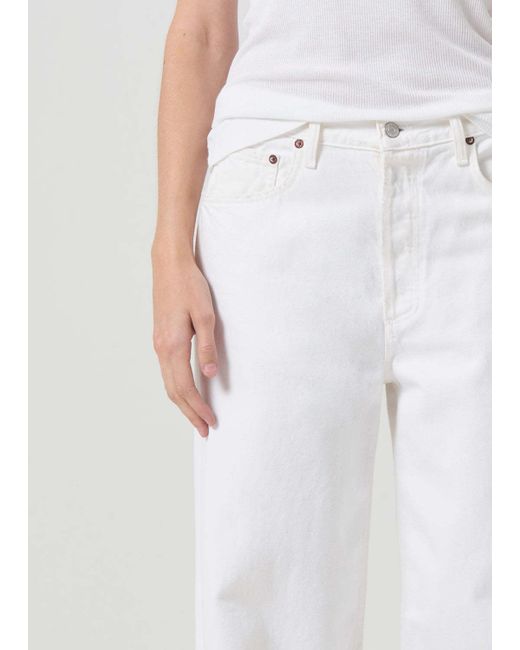 Agolde White Low Slung Baggy Wide Leg Jeans