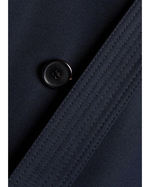 Veronica Beard Blue Double-Breasted Twill Trench Coat