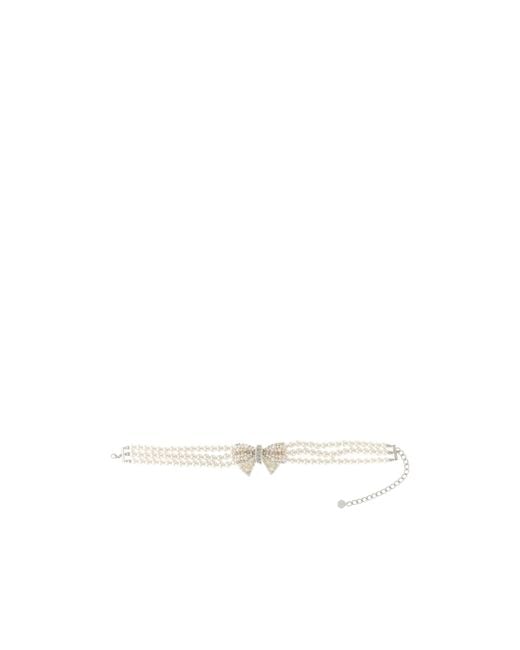 Self-Portrait White Bow Embellished Necklace