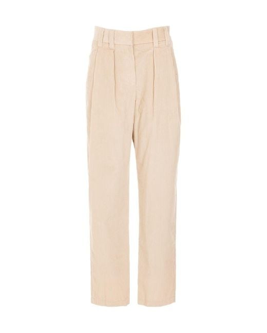 Brunello Cucinelli Natural Straight-Leg Corduroy Trousers