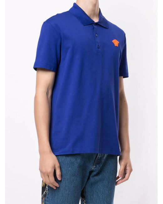 Versace Blue Medusa Motif Polo Shirt for men