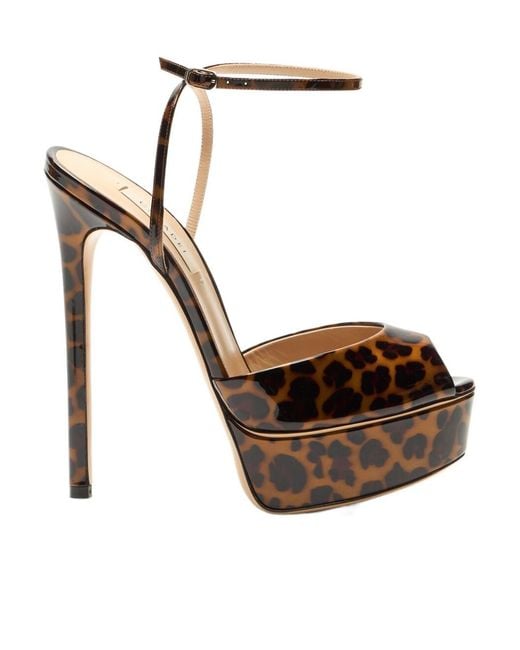 Casadei Brown Flora Platform Panthera Sandal