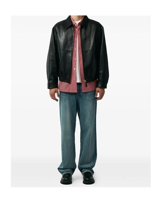DUNST Black Classic Collar Leather Jacket for men