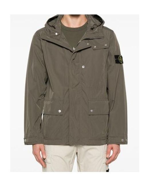 Stone Island Brown Compass-Badge Hooded Jacket for men