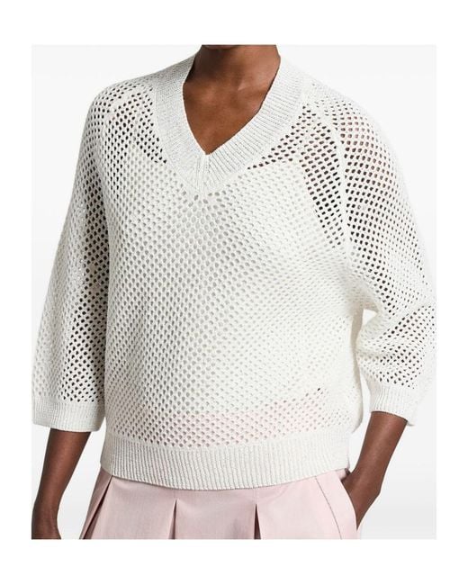 Peserico Multicolor Sequinnedv-Neck Open Sweater