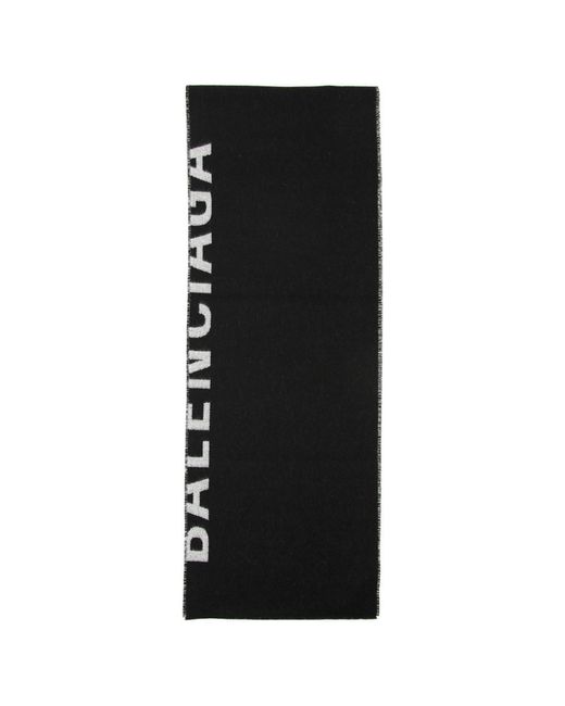 Balenciaga Black Logo Pattern Scarf for men