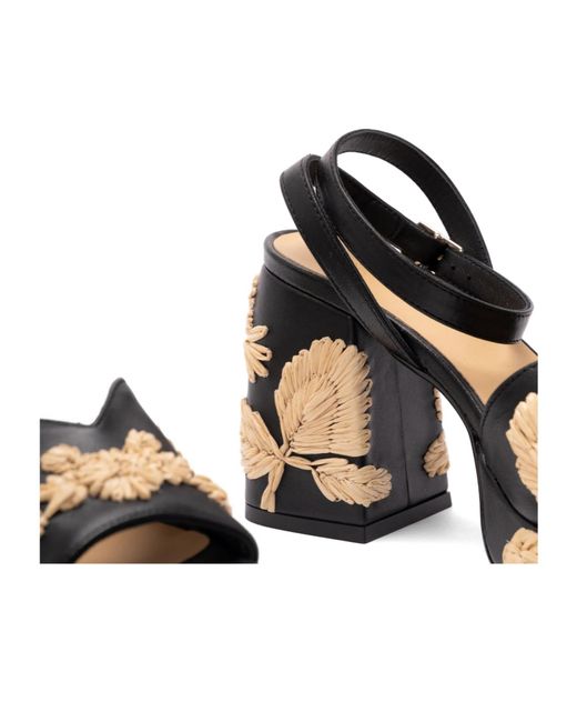 Castaner Black Castañer Vasilia Embroidered Floral Motif Sandals
