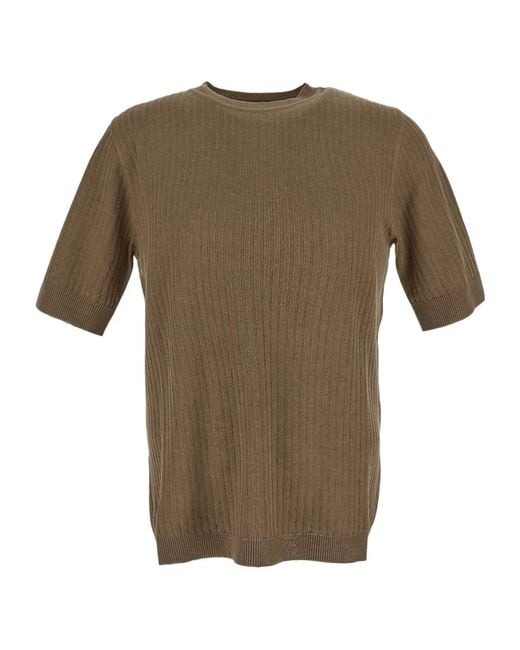 Lardini Green Ribbed-Knit T-Shirt for men