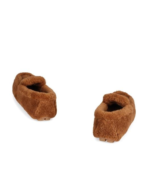 Prada Brown Logo Plaque Round Toe Loafers