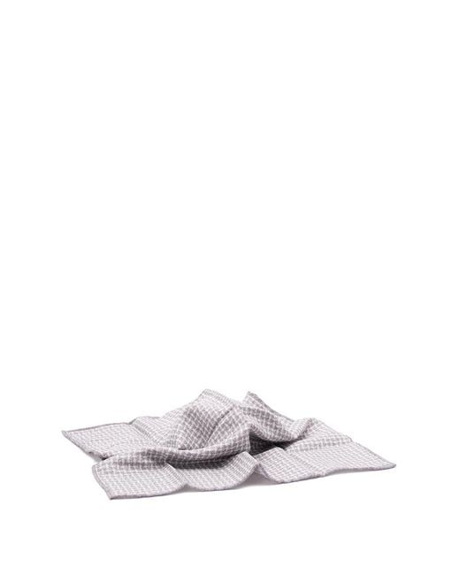 Brunello Cucinelli White Patterned Pocket Square Scarf for men