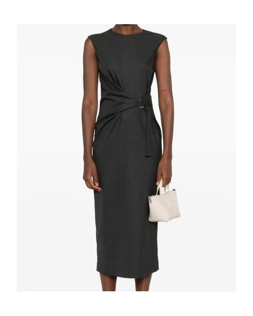 Brunello Cucinelli Black Sleeveless Midi Dress