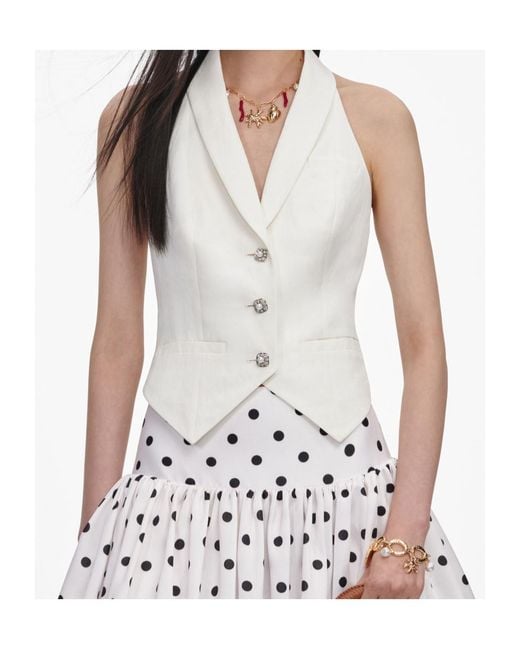 Self-Portrait White Cream Linen Blend Waistcoat