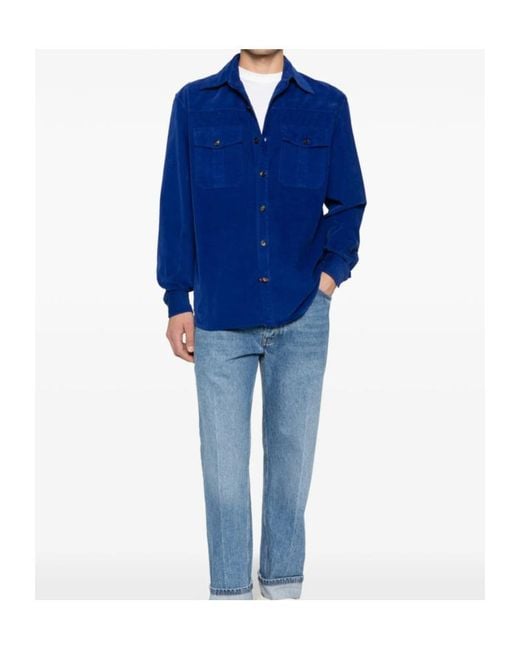 Isaia Blue Long-Sleeved Shirt for men