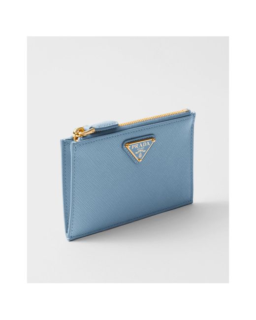 Prada Blue Saffiano Leather Card Holder