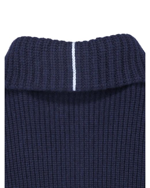 Malo Blue Ribbed Half-Zip Knitted Sweater