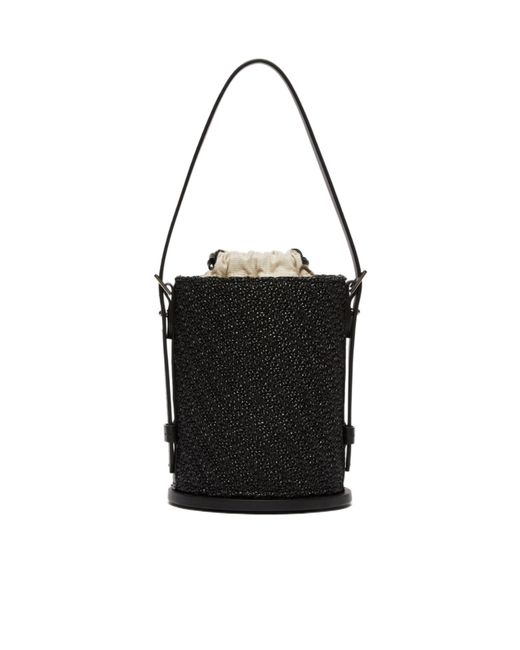 Max Mara Black Crocheted Archetipo Bucket Bag