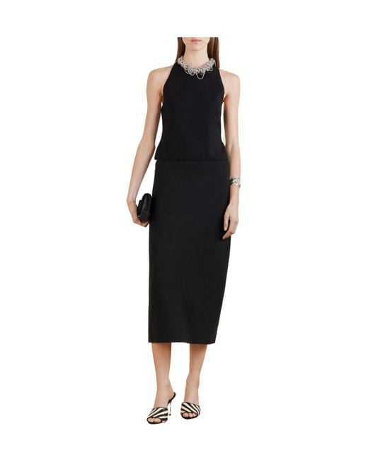 Carolina Herrera Black Cropped Ribbed-Knit Jersey Tank