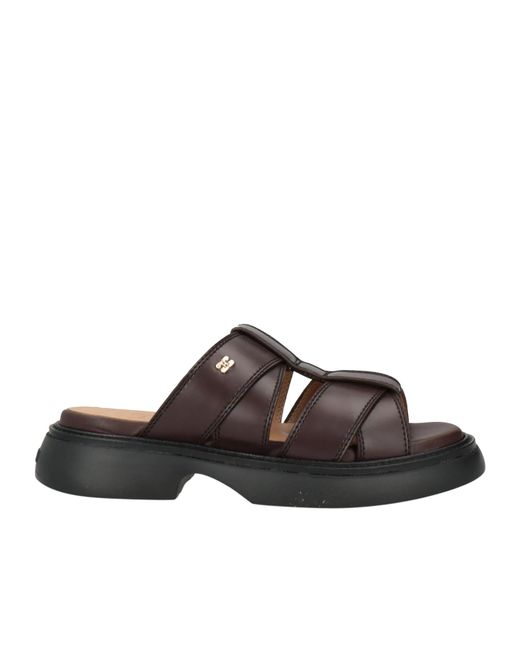 Ganni Brown Solid Color Sandals