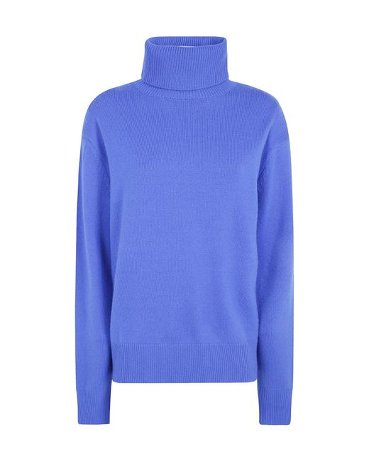 Frankie Shop Blue High-Neck Knit Top