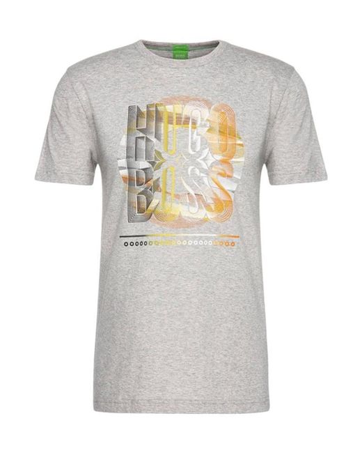 Boss Gray T-Shirt With Round Neck And Short Sleeves for men