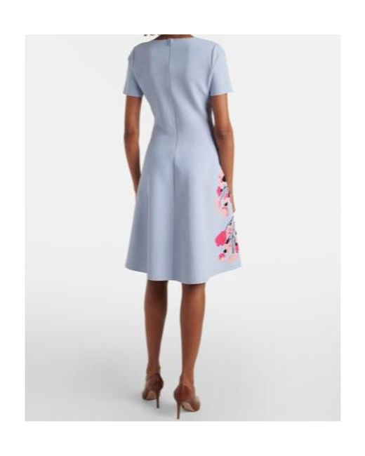 Carolina Herrera Blue Floral Jacquard Midi Dress