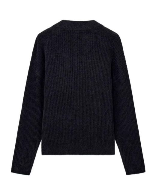 Emporio Armani Blue Ribbed Chenille Sweater With Signature Capsule Logo for men