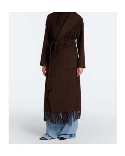 Jonathan Simkhai Brown Fringed Wool-Blend Coat