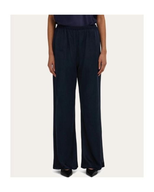 Ferragamo Blue Ferragamo Wide-Leg Jogger Trouser
