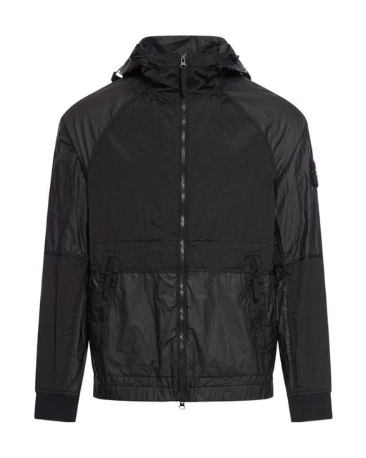 Stone Island Black Zip Up Hooded Jacket for men