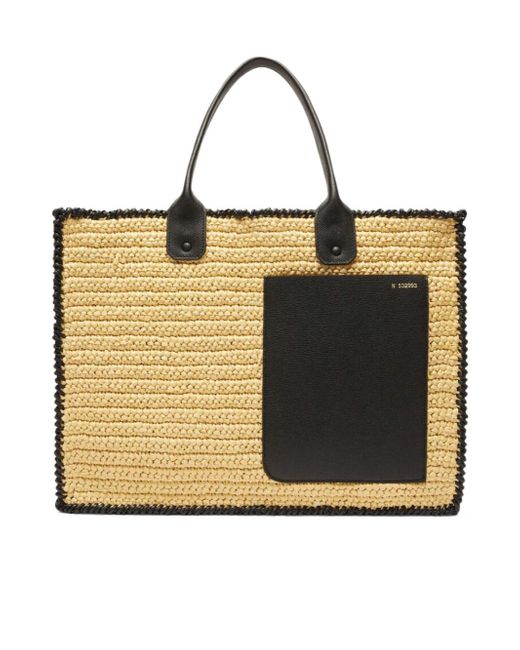 Valextra Metallic Soft Tote Raffia Crochet Large Bag