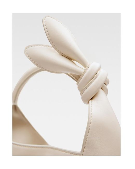 Jacquemus White Logo Plaque Knot-Detailed Top Handle Bag