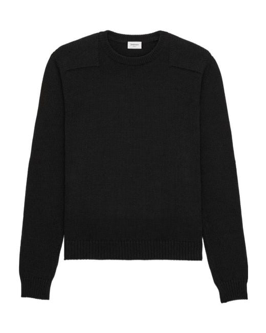 Saint Laurent Black Knitted Crew Neck Sweater for men